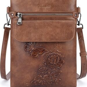 Elegant Tan Embossed Crossbody Bag